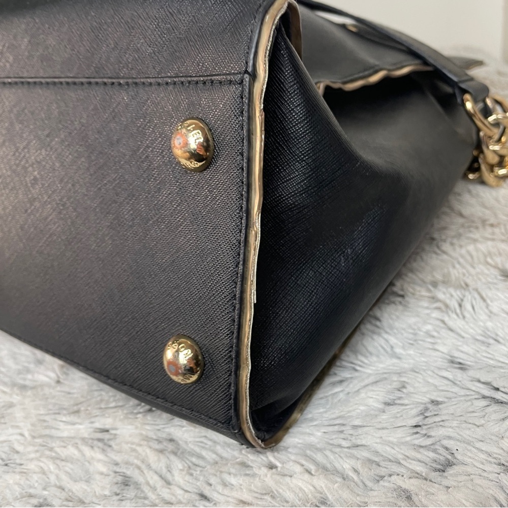 MICHAEL KORS Hamilton Black Saffiano leather gold trim Handbag/Tote - Picture 11 of 15